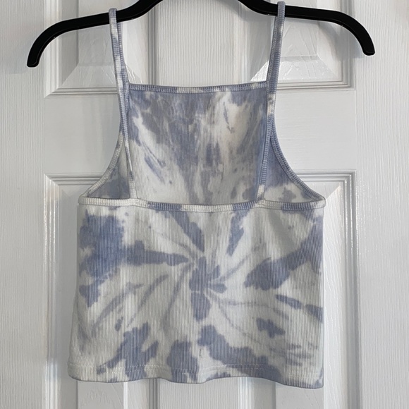 Zara Ribbed Tank top cropped tie-dye blue and white. Size L - Picture 3 of 5